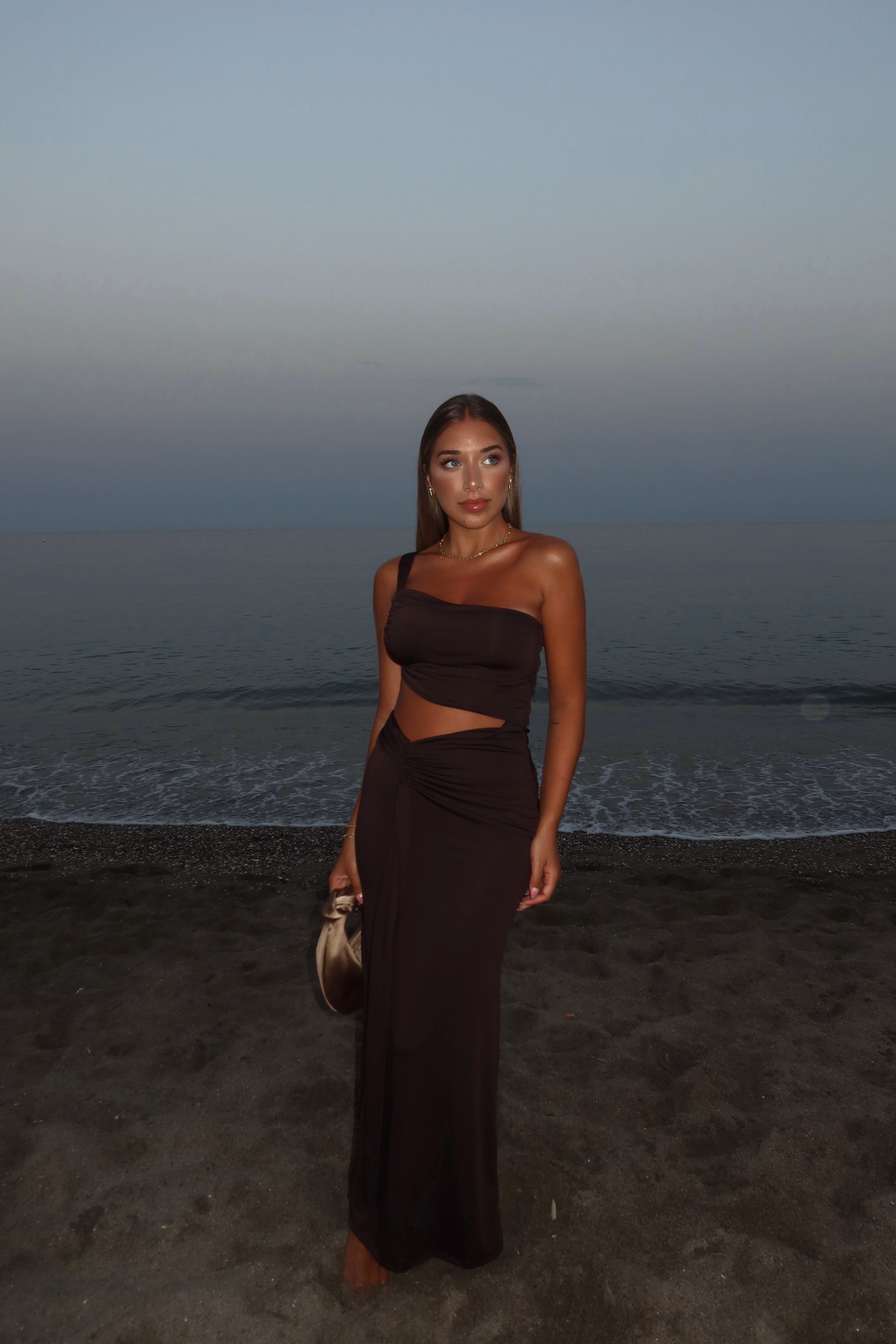 VESTIDO PALMA MARRÓN CHOCOLATE -ENVÍO 21 AGOSTO