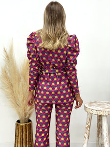 TRAJE ESTAMPADO MANGA ABULLONADA