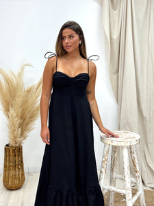 VESTIDO BUSTIER VOLANTE NEGRO