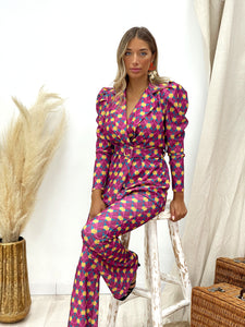 TRAJE ESTAMPADO MANGA ABULLONADA