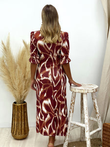 VESTIDO ESTAMPADO MARRON