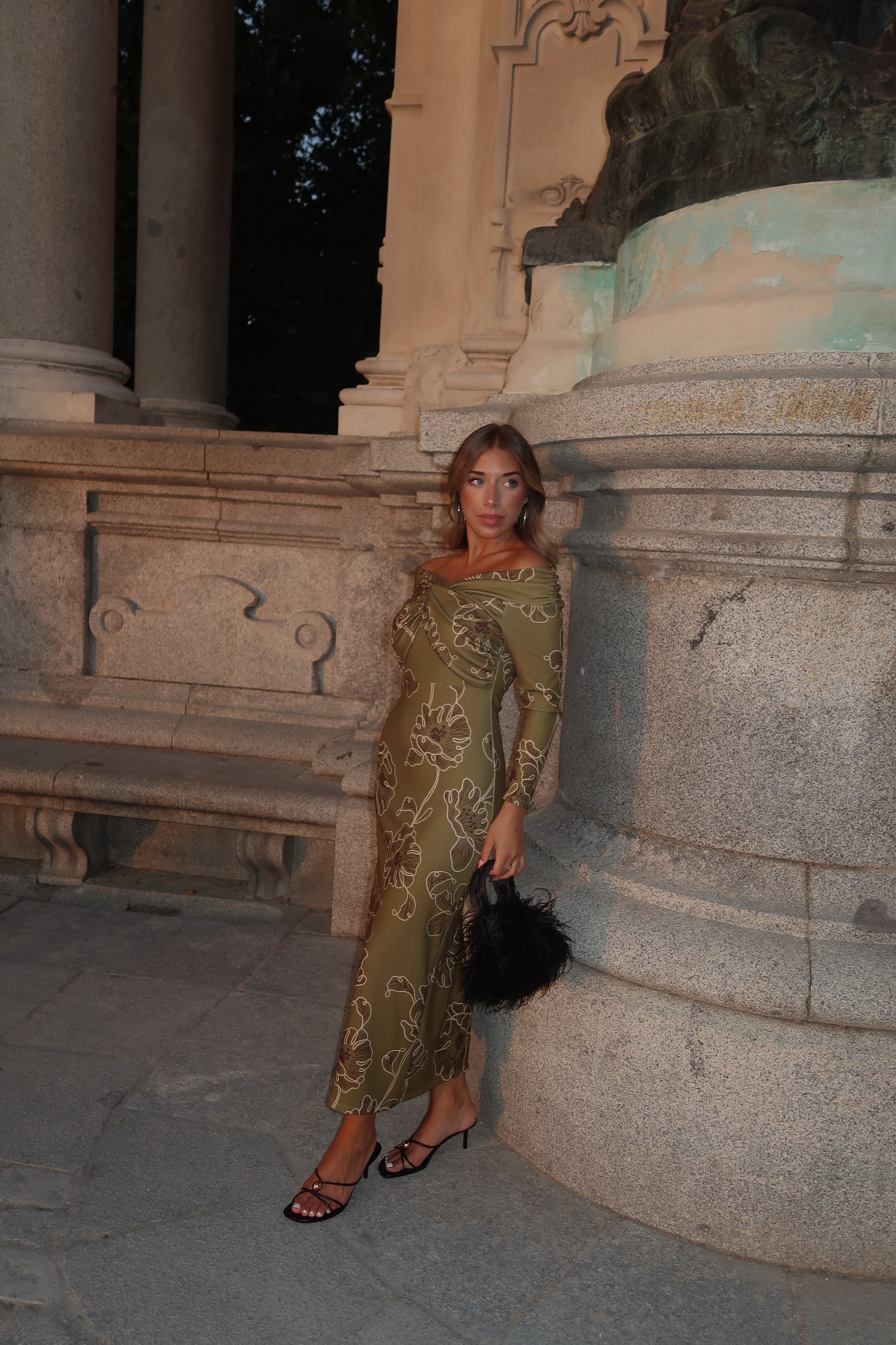 VESTIDO BARDOT ESTAMPADO VERDE