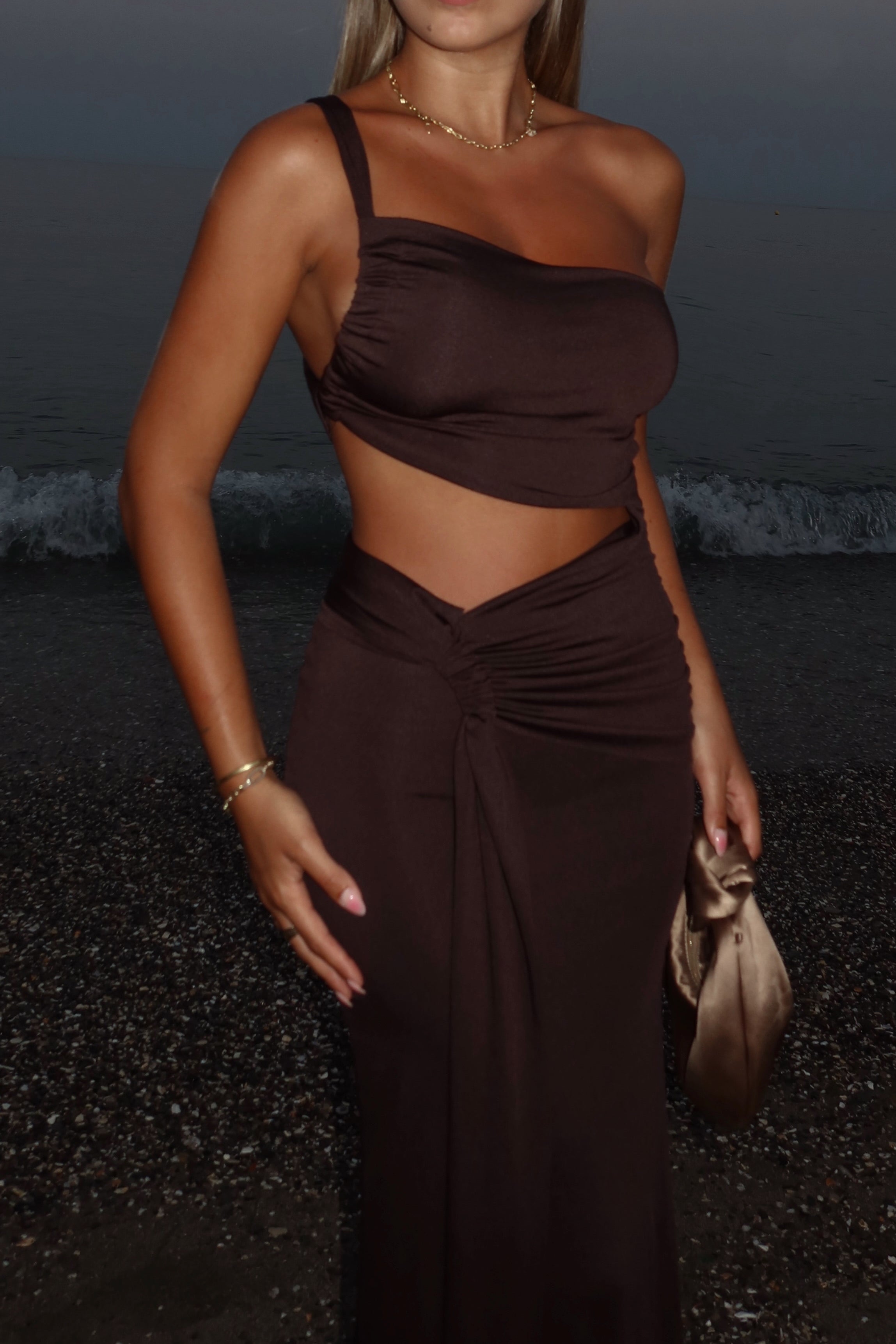 VESTIDO PALMA MARRÓN CHOCOLATE -ENVÍO 21 AGOSTO