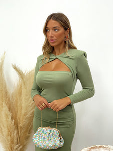 VESTIDO CUT OUT ESCOTE VERDE