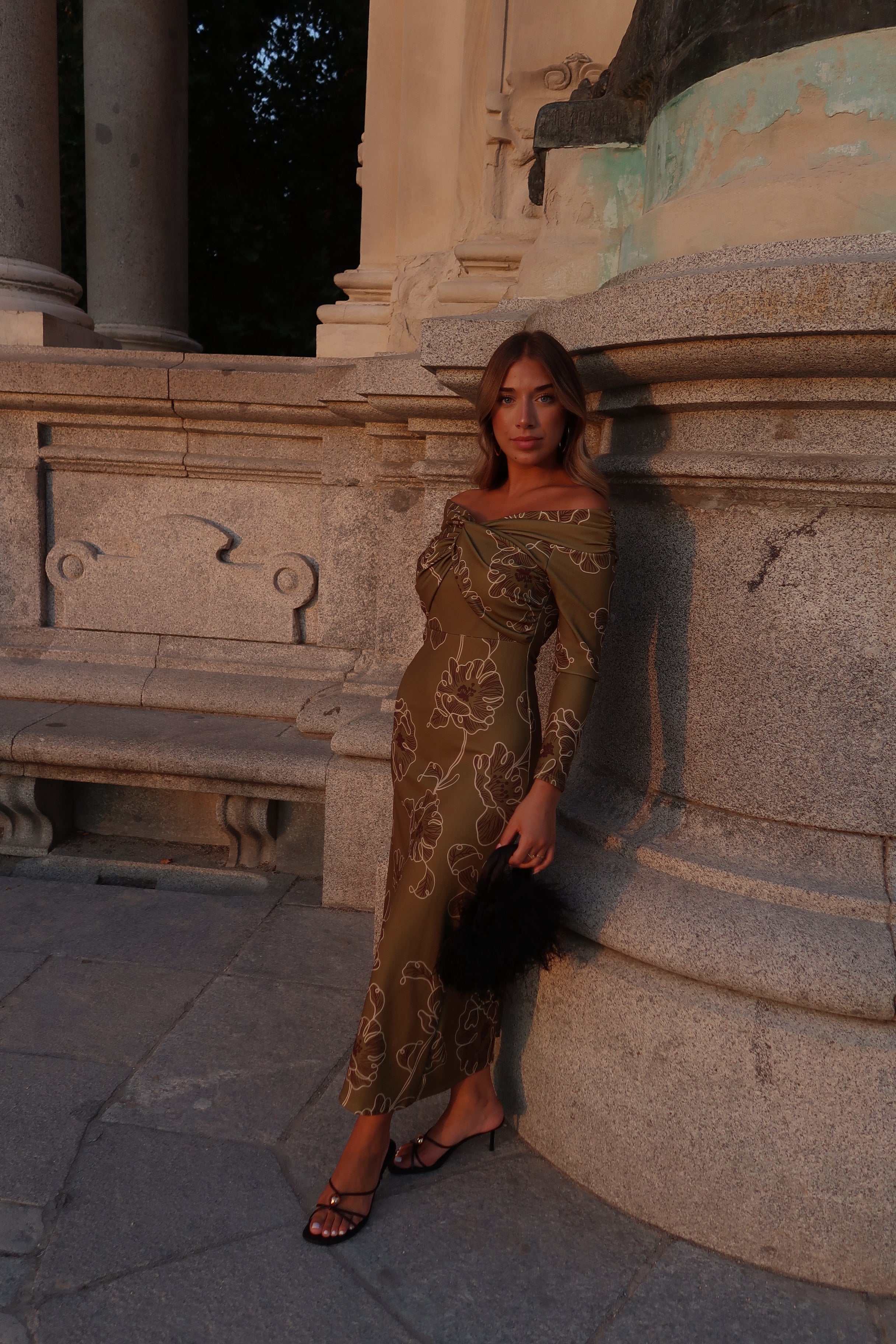 VESTIDO BARDOT ESTAMPADO VERDE