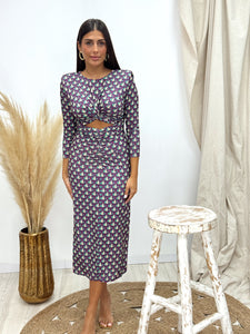 VESTIDO ESTAMPADO CUT OUT MORADO