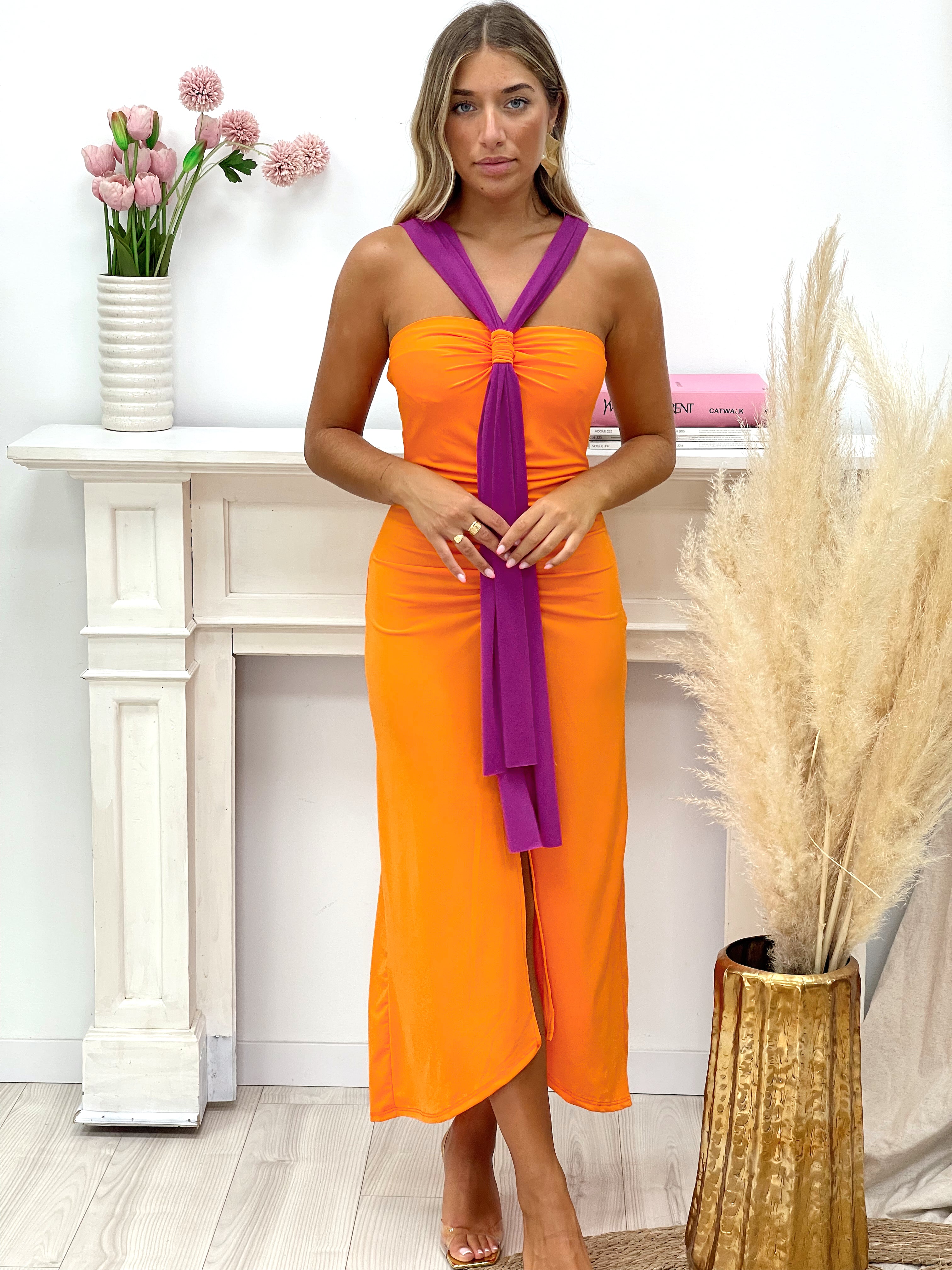 VESTIDO MULTIPOSICION NARANJA