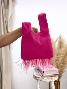 BOLSO PLUMAS FUCSIA