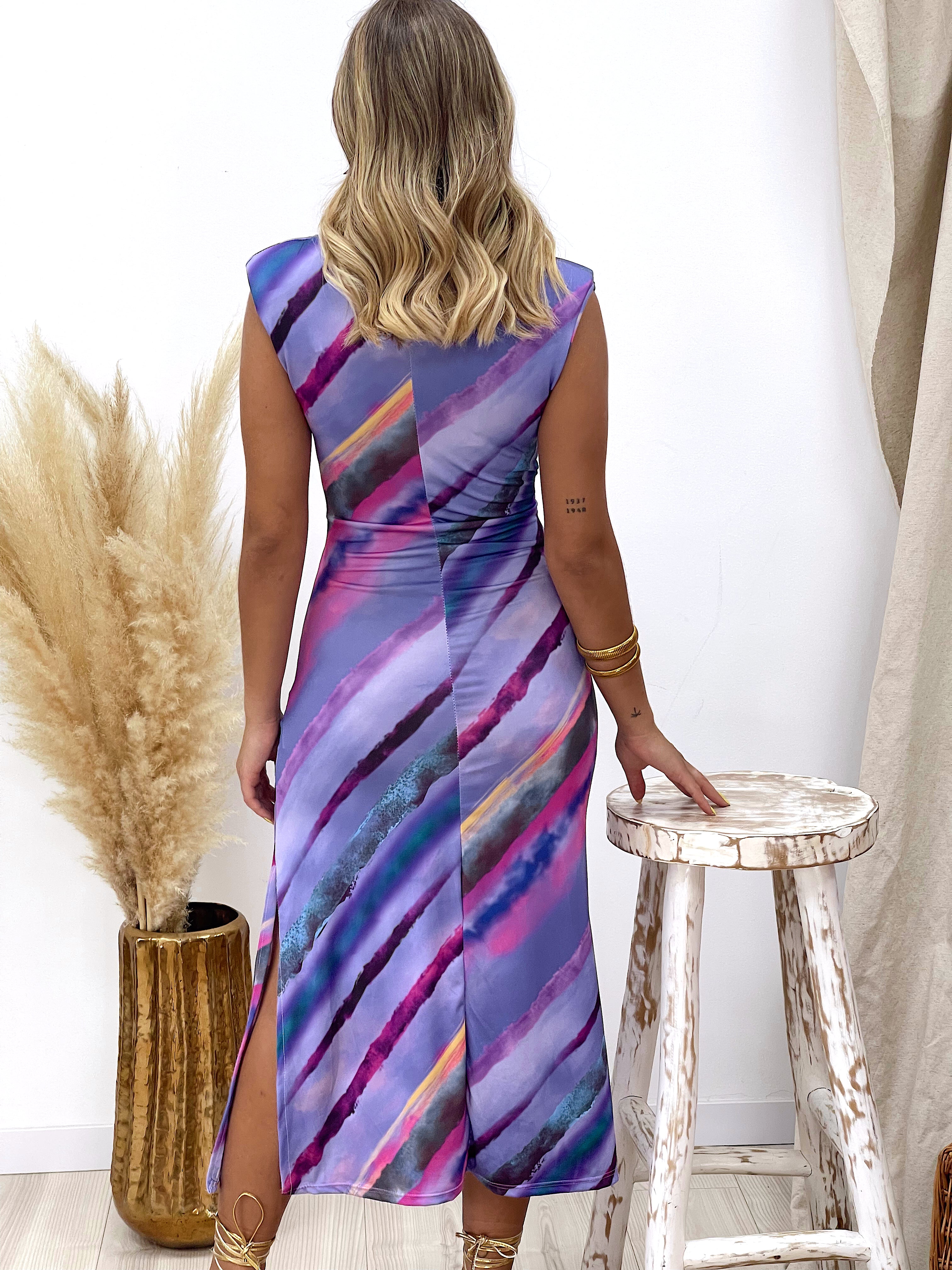 VESTIDO CUT OUT ESTAMPADO MORADO