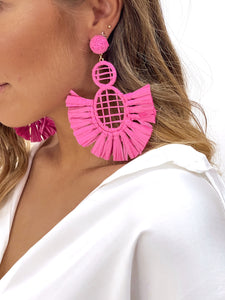 PENDIENTES RAFIA FUCSIA