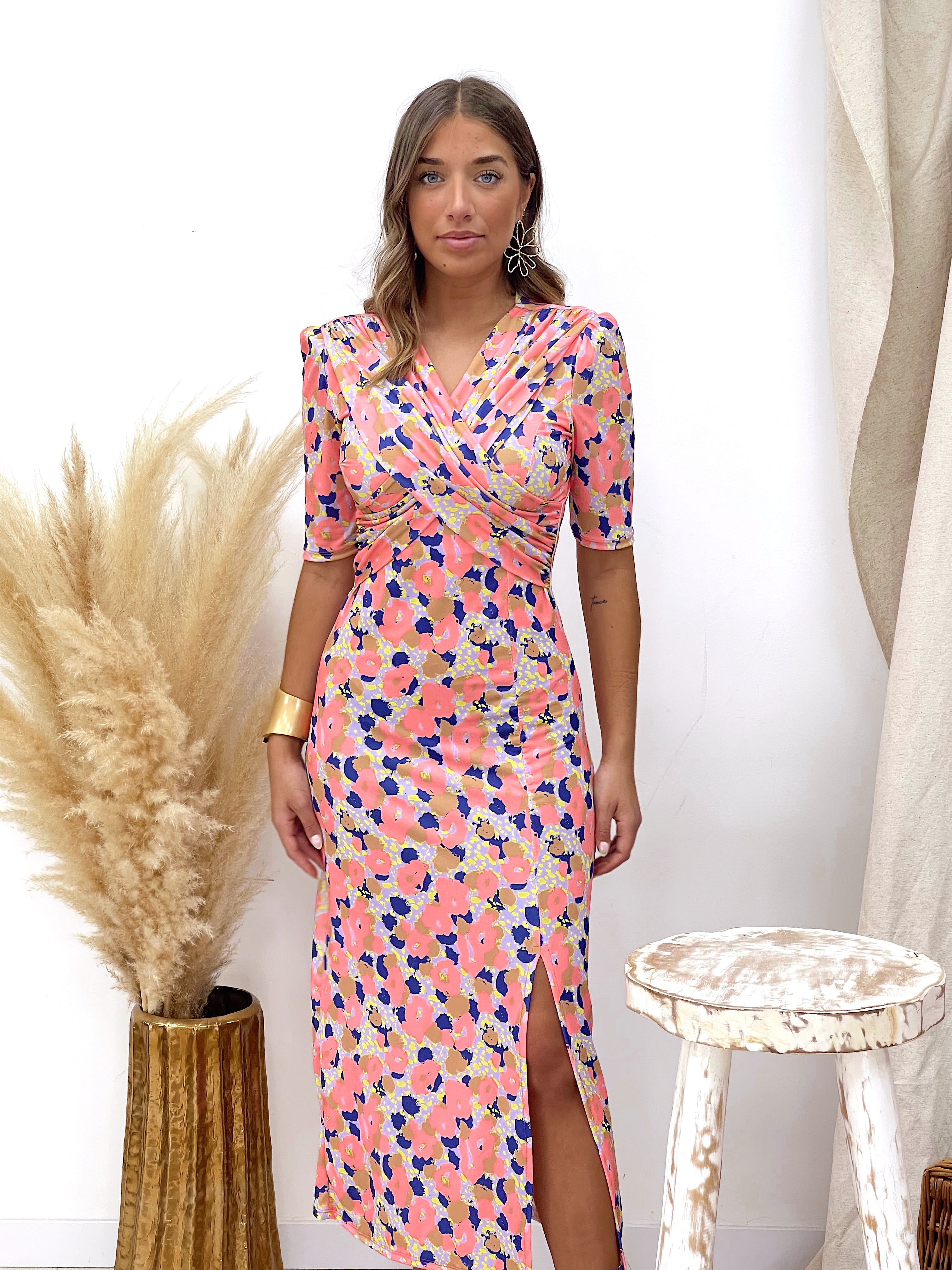 VESTIDO ESTAMPADO CORAL