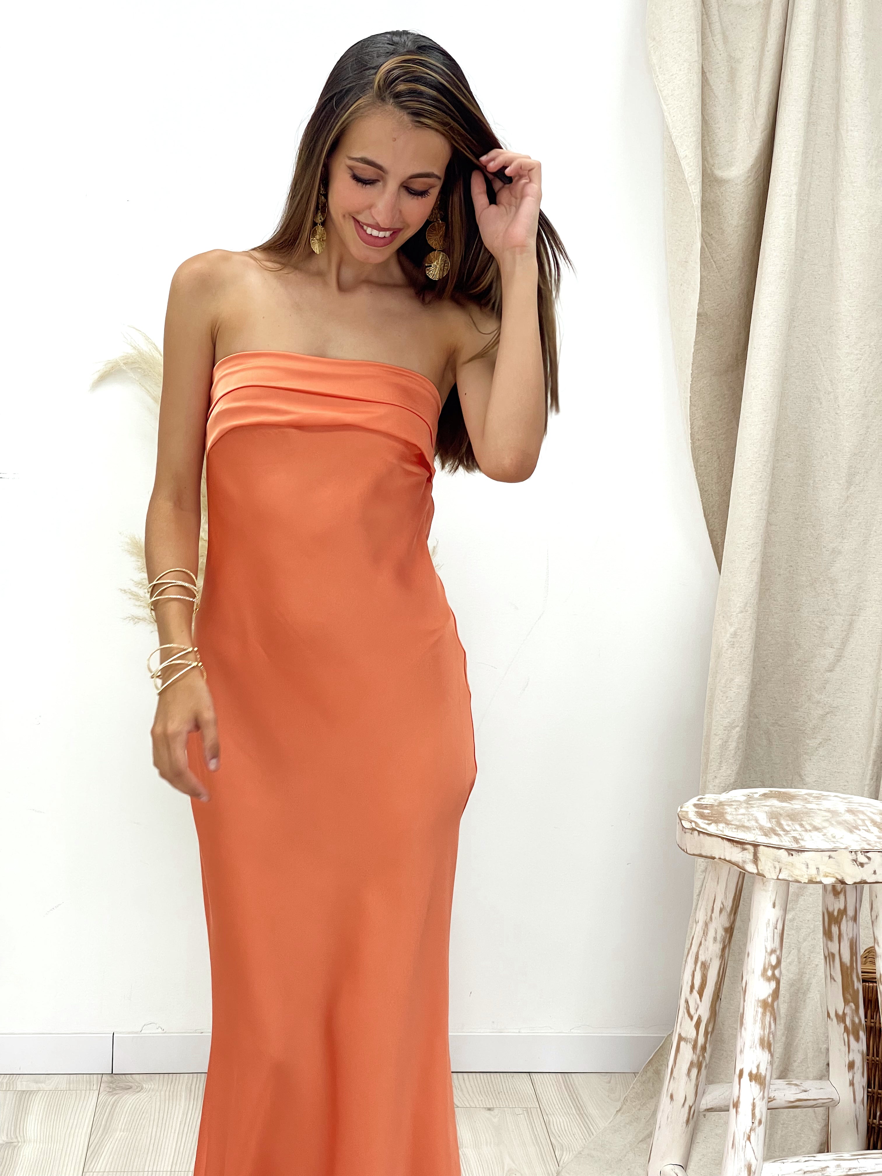 VESTIDO RASO CORAL