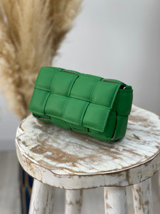 BOLSO PIEL TRENZADO PEQUEÑO VERDE