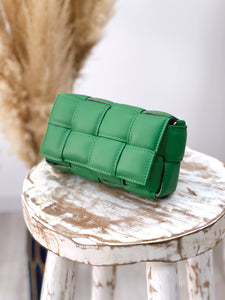 BOLSO PIEL TRENZADO PEQUEÑO VERDE